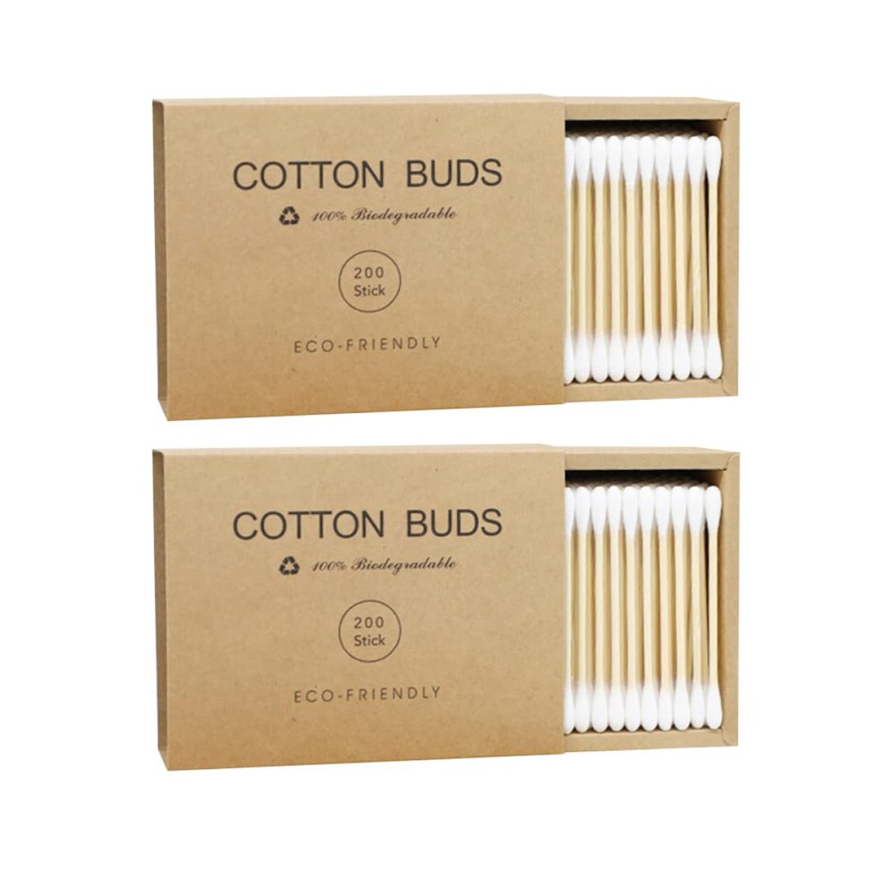 Healifty 200pcs Type Cotton Swabs Cotton Buds Kraft Paper Box for Makeup Cleaning and Personal Care Travel-friendly Design