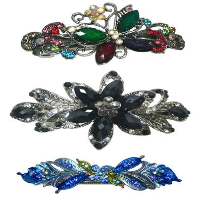Set of 3 3 Styles Butterfly/Flower Barrette 0053multid0014jet0052Aqua-3
