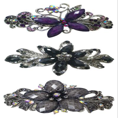 Set of 3 3 Styles Butterfly/Flower Barrette 0053purple0014jet0052coolGray-3