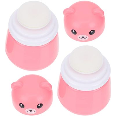 FOMIYES 2pcs Adorable Bear Powder Puff Box Cartoon Talcum Powder Container for Home Use Made of -friendly