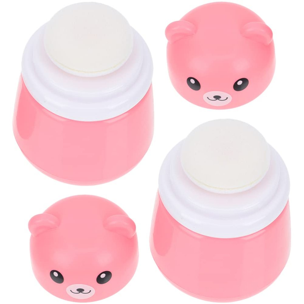 FOMIYES 2pcs Adorable Bear Powder Puff Box Cartoon Talcum Powder Container for Home Use Made of -friendly