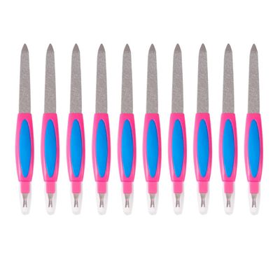 10pcs Metal Stainless Professional Trimmer Double Sided Manicure for Rod Grinding and Fork Files Tools Steel Tip Cuticle Nail File Polishing Pedicure Buffers Polisher Art Sides