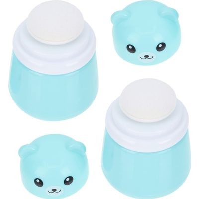 FOMIYES 2pcs Cartoon Bear Talcum Powder Puff Case Fluffy Body Powder Dispenser for Care Non-Scattering Design Easy Application Material for Summer Use
