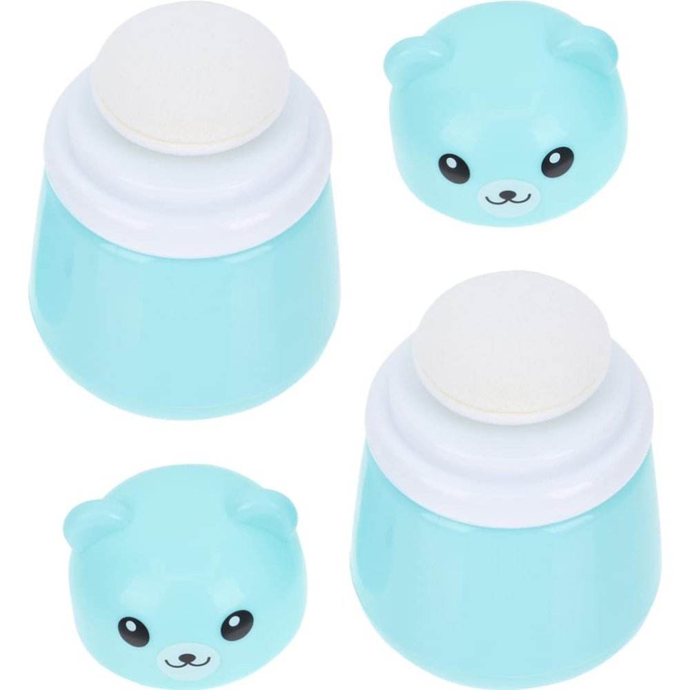 FOMIYES 2pcs Cartoon Bear Talcum Powder Puff Case Fluffy Body Powder Dispenser for Care Non-Scattering Design Easy Application Material for Summer Use