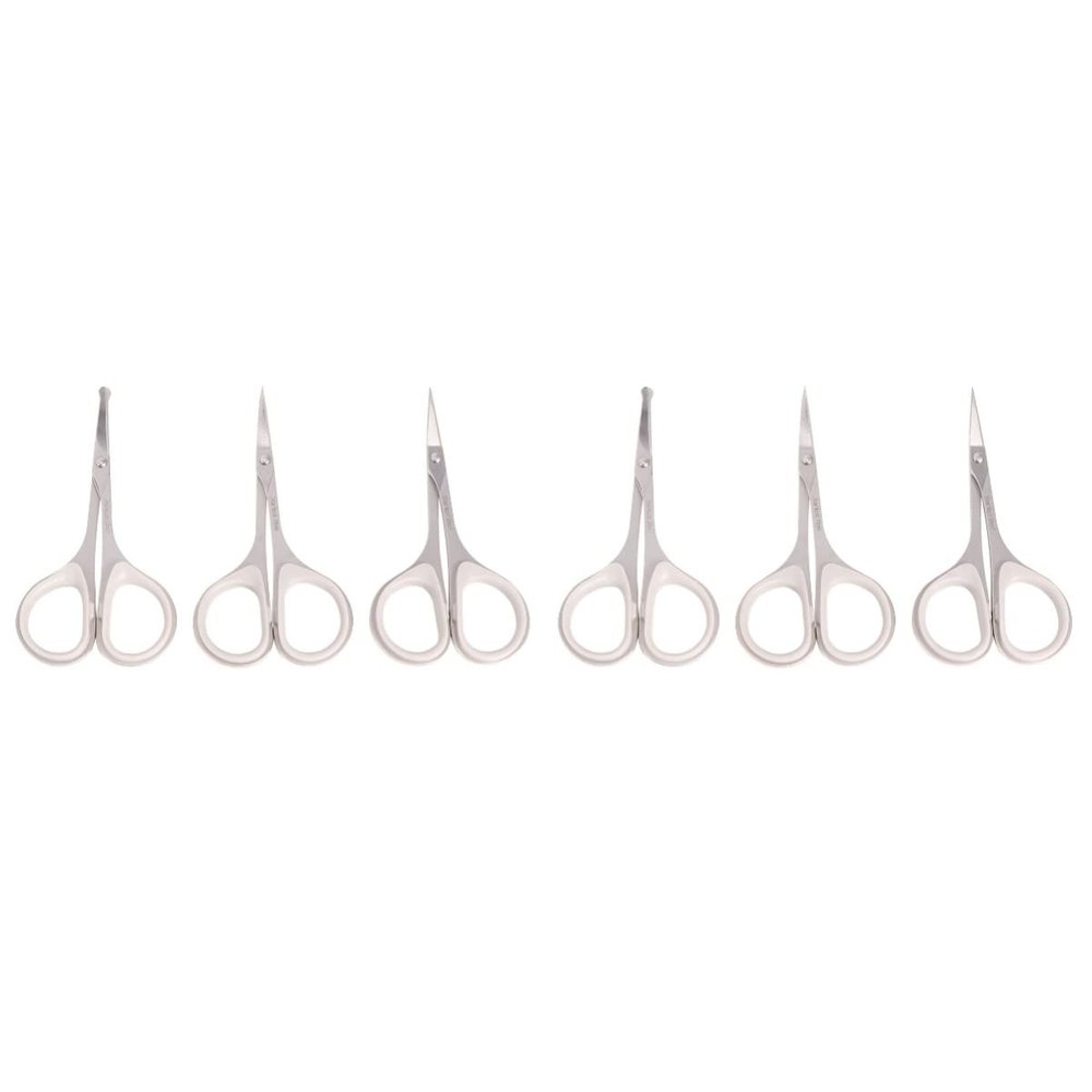 FRCOLOR 6pcs Stainless Steel Eyebrow Trimmer for Men Safe Nose Hair Scissors Vibrissa Scissor Beauty Care Scissors