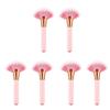 minkissy 6pcs Wooden Handle Makeup Fan Shape Nylon Bristles Powder Brush Cosmetics Brush Kit for Makeup Professional No Shedding Separating Bristles view 1