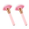 minkissy 6pcs Wooden Handle Makeup Fan Shape Nylon Bristles Powder Brush Cosmetics Brush Kit for Makeup Professional No Shedding Separating Bristles view 3