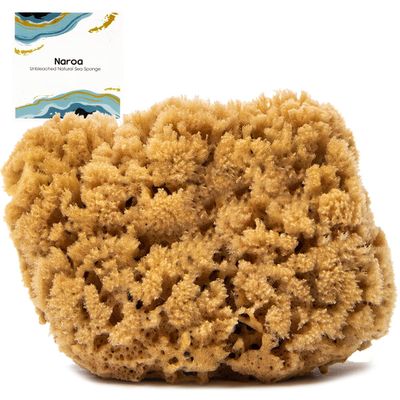 Naroa Massage Natural Shower Sponge | Unbleached Body Scrubber Puff | Bath Sea Loofah for Healthy Skin | Sustainable Plastic Free (Medium)