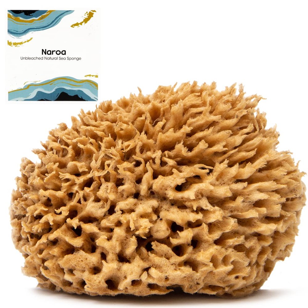 Naroa Soft Natural Sponge Large | Gentle Sea Loofah for Bathing Smooth Skin | Unbleached Shower Body Scrubber Puff | Bath & Spa (L)