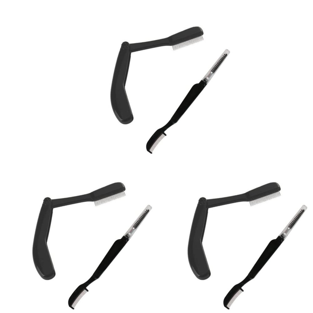 FOMIYES 6pcs Foldable Eyebrow Grooming Tool Stainless Steel Plastic Handle Portable Eyebrow Comb and Brush Travel-friendly Design Accessory