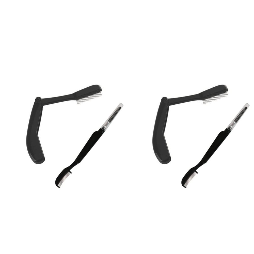 FOMIYES 4pcs Foldable Eyebrow Comb Stainless Steel Plastic Handle Grooming Tool for Eyebrow Types Portable Design for Go Use Comb for Women Girls