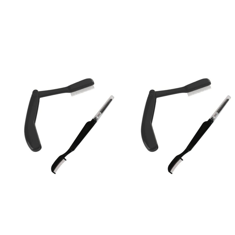 Beaupretty 4pcs Foldable Eyebrow Grooming Comb Stainless Steel Plastic Handle Eyebrow Combs for All Types Travel-friendly Design for Women and Girls