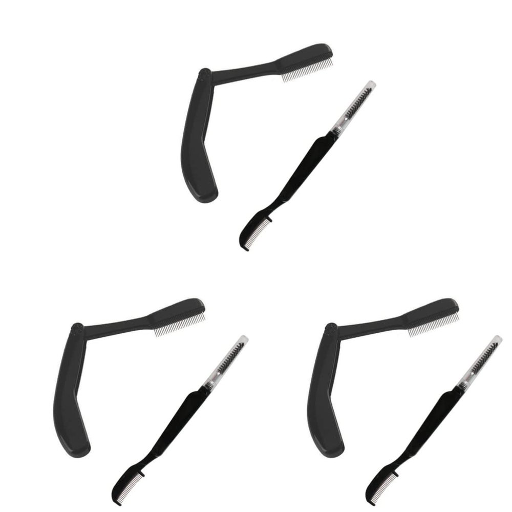 FRCOLOR 6pcs Foldable Eyebrow Combs Stainless Steel Plastic Handle Grooming Tool for All Eyebrow Types Portable Design for and Everyday Use