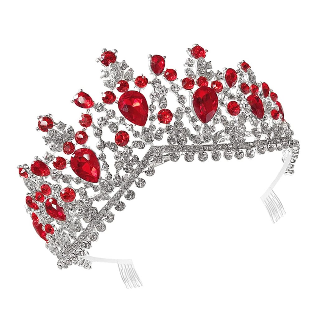 minkissy 1pc Comb Rhinestone Headwear for Weddings Photography and Special Events Red Alloy Bridal Jewelry