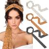 AWAYTR Women's Long Twist Knotted Chiffon Headbands - 3PCS Criss Cross Head Wraps for Thick Hair (Black+Beige+Khaki) view 1