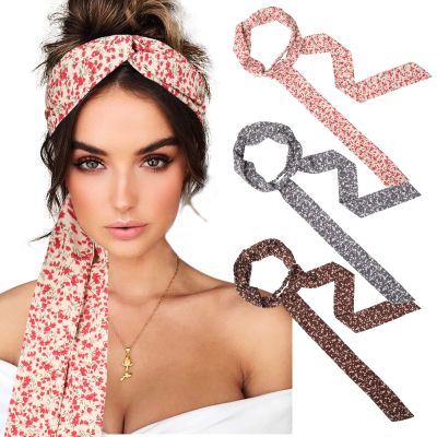 AWAYTR Women's Hairband - 3PCS Long Head Wraps Bands, Chiffon Criss Cross Head Wraps, Non Slip Hair Band(Curry, Blue, Beige)