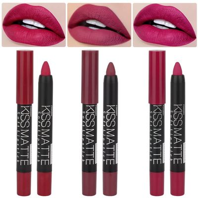 BINGBRUSH 3 Colors Moisture Smooth Longwear Lipstick Pack Set, Matte Color Stick Ultimate Lip Crayon for Makeup Collection - Nourishing Waterproof Velvet (02# 12# 14#)