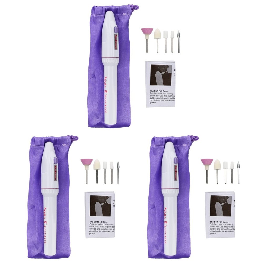 FOMIYES 3pcs Electric Nail Drill Machine Pen Shape Nail File Attachments for Manicure and Pedicure Low Noise Design for Professional