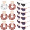 Loanzeg Satin Bridesmaid Scrunchies Bachelorette Hair Ties Set of 6 sunglasses Bridal Shower No Damage Hairties ideas Gift for Wedding Party Favors Bridesmaid Proposal Gifts (White&Rose gold) view 1
