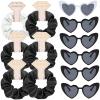 Loanzeg Satin Bridesmaid Scrunchies Bachelorette Hair Ties Set of 6 sunglasses Bridal Shower No Damage Hairties ideas Gift for Wedding Party Favors Bridesmaid Proposal Gifts (White&Black) view 1