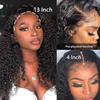 13X4 HD Lace Front Wigs Human Hair for Black Women Glueless Kinky Curly Lace Front Wig Pre Plucked with Baby Hair Brazilian Virgin Hair Natural Black Color Full Curly Wig 22inch view 2
