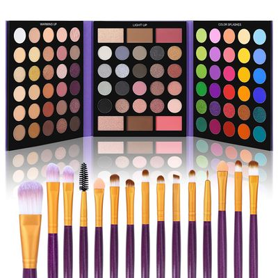 UCANBE 86 Colors Nude Eyeshadow Palette with 15pcs Makeup Brushes Set, Matte Glitter Long Lasting Highly Pigmented Waterproof Colorful Eye Shadow Contour Blush Powder Highlighter All in One