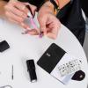 SOLUSTRE 2pcs Nail Art Plate Storage Pouch Stylish and Practical Manicure Template Holder Slots for Nail Stamping Plates Snap Button Closure Black view 3