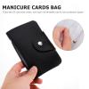 SOLUSTRE 2pcs Nail Art Plate Storage Pouch Stylish and Practical Manicure Template Holder Slots for Nail Stamping Plates Snap Button Closure Black view 4
