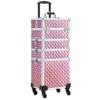 Topeakmart 4 in 1 Professional Makeup Rolling Case, Large Aluminum Cosmetic Train Case, Makeup Tavel Case Travel Beauty Organizer - Glitter Pink - with Removeable Wheels view 1