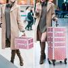 Topeakmart 4 in 1 Professional Makeup Rolling Case, Large Aluminum Cosmetic Train Case, Makeup Tavel Case Travel Beauty Organizer - Glitter Pink - with Removeable Wheels view 2