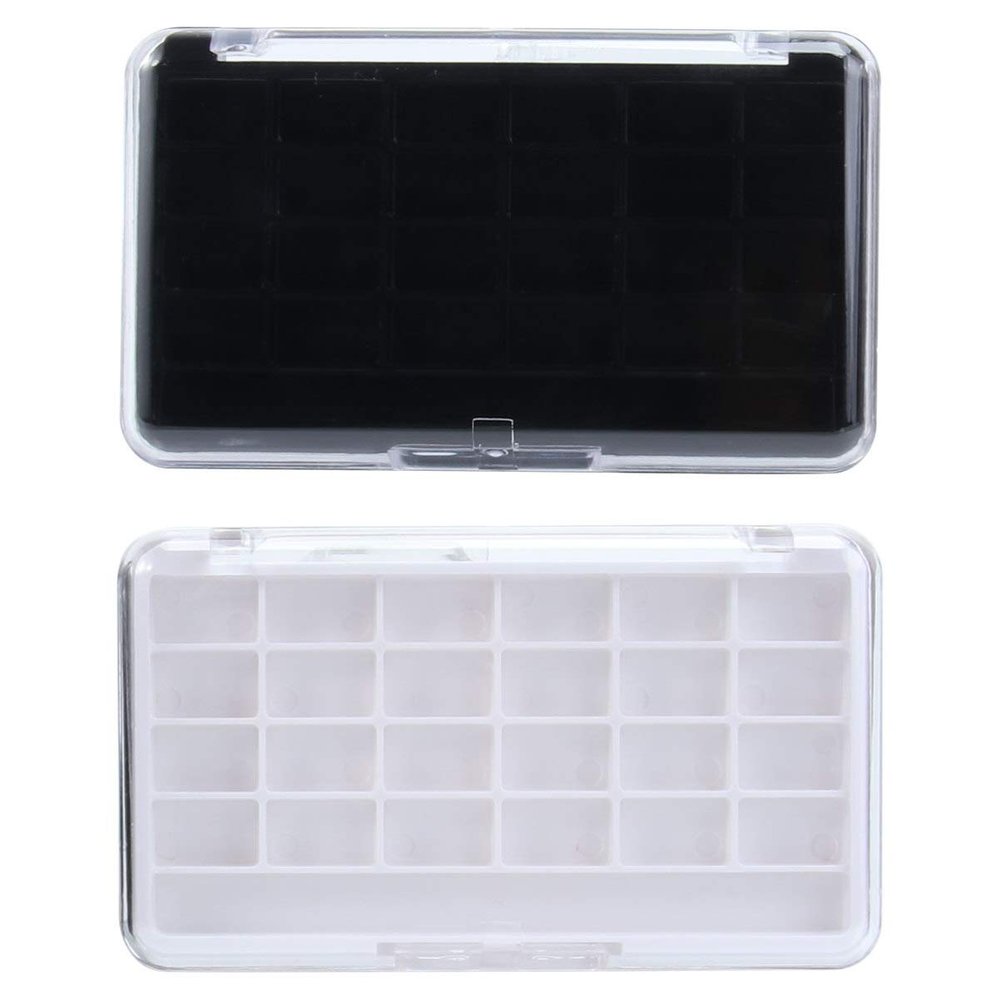 Healifty Empty Makeup Palette 24 Color Refillable Makeup Container Diy Eyeshadow Blush Lipstick Palette for Travel 2 Pack, White