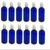 Natural Farms 4 oz Blue Boston Plastic Bottles -12 Pack Empty Bottle Refillable - BPA Free - Essential Oils - Aromatherapy | White Press Down Disc Cap - Made in the USA view 1
