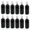 Natural Farms 4 oz Black Boston Plastic Bottles -12 Pack Empty Bottle Refillable - BPA Free - Essential Oils - Aromatherapy | White Press Down Disc Cap - Made in the USA view 1