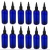 Natural Farms 4 oz Blue Boston Plastic Bottles -12 Pack Empty Bottle Refillable - BPA Free - Essential Oils - Aromatherapy | Black Twist Top Cap - Made in the USA view 1