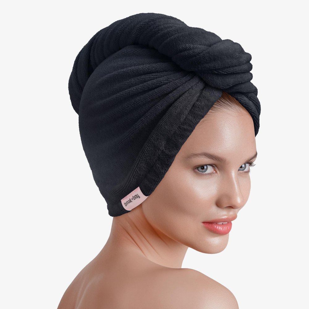 Brook + Bay Microfiber Hair Towel Wrap - Quick-Dry Absorption & Microfiber Towel - Anti-Frizz Styling & Hair Plop Technique