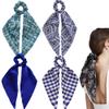 Blue Hair Scarf Scruncheis for Women Girls, Bowknot Scrunchies for Hair, Chiffon Floral Scrunchie Long Hair Bands Ties Ponytail Holder (4PCS Floral and Plaid) view 1