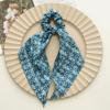 Blue Hair Scarf Scruncheis for Women Girls, Bowknot Scrunchies for Hair, Chiffon Floral Scrunchie Long Hair Bands Ties Ponytail Holder (4PCS Floral and Plaid) view 2