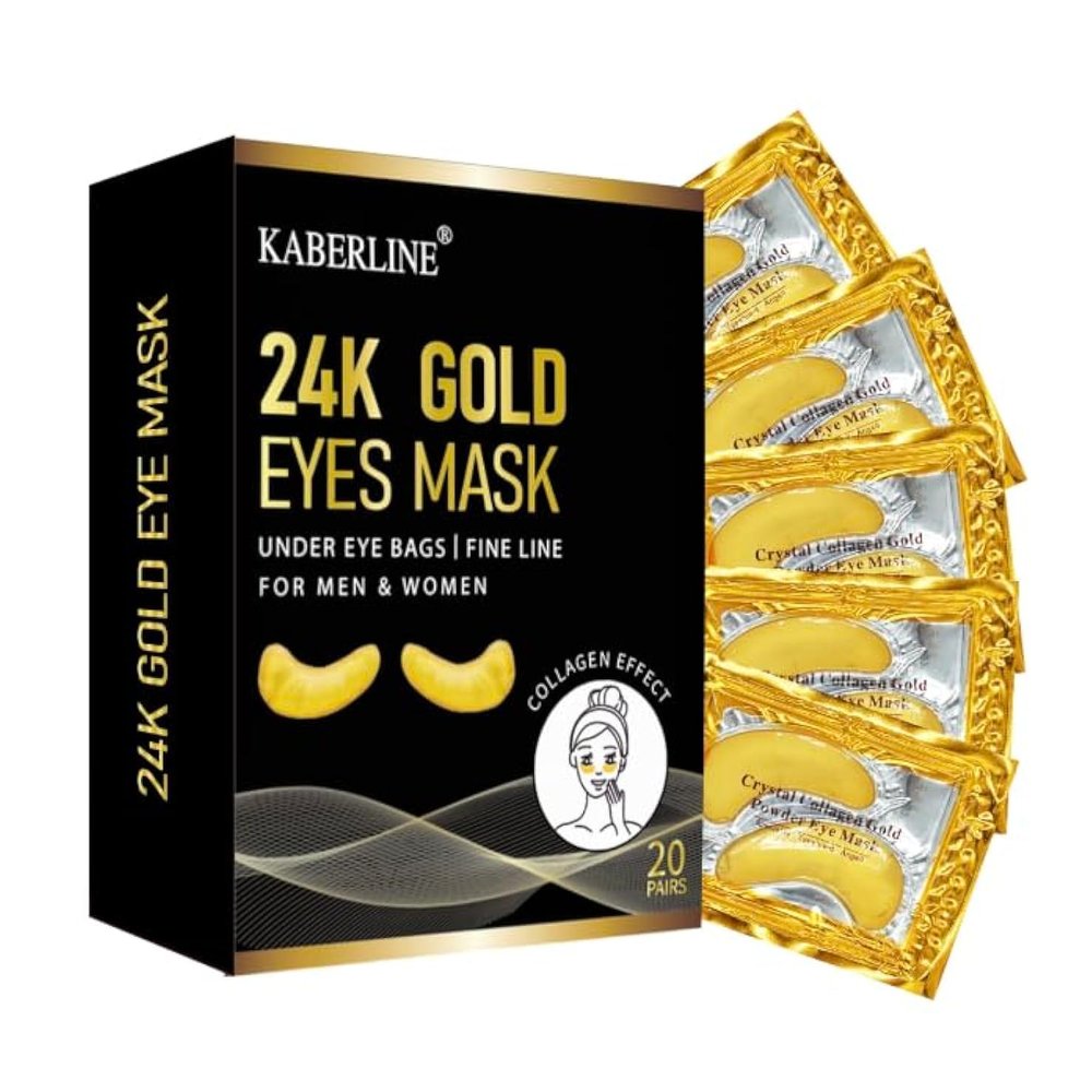 24K Gold Under Eye Mask (20 Pairs) - Under Eye Mask for for Puffy Eyes and Dark Circles. With Hyaluronic Acid & Collagen