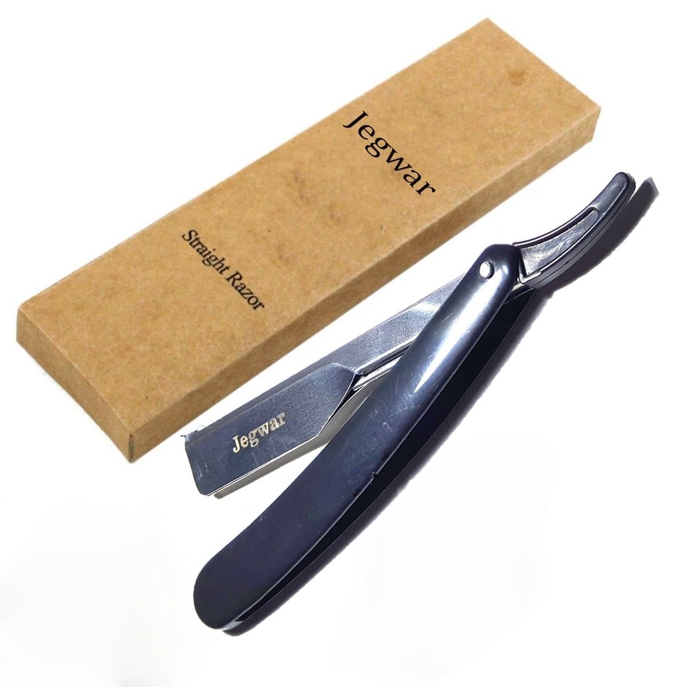 jegwar Barber Straight razor Salon Shaving Razor SHAVETTE RASOI RASOIRS 10 BLADES (BLACK)