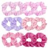 12 Pack Elastics Band Hair Scrunchies Pink Satin Scrunchy Elastic Hair Bobbles Scrunchies Jaciya Hair Ties Ponytail holder Hair Accessories for Women Girls view 1