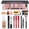 All in One Makeup Kit for Women Full Kit, Make Up Gift Set for Women Teens Girls, Includes 12 Colors Eyeshadow, Foundation, Lipstick, Mascara, Brush, Sponge, Brow Powder, Brow Soap, Eyeliner Stamp view 1