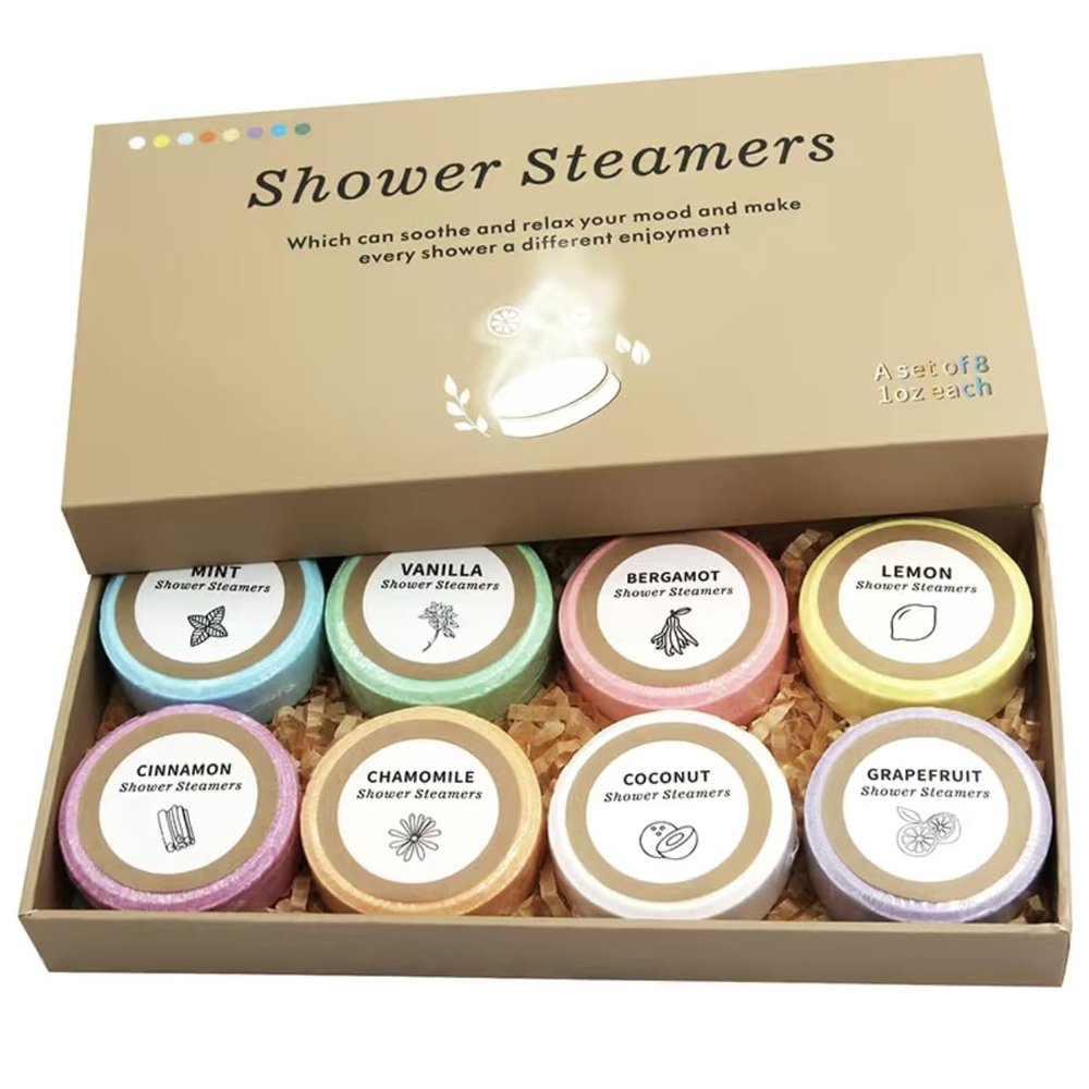 Aromatherapy Shower Steamers - Gifts for Women and Men, Shower Bombs - Variety Pack of 8 Shower. Bombs with Essential Oils. Self Care and Relaxation Stress Relief