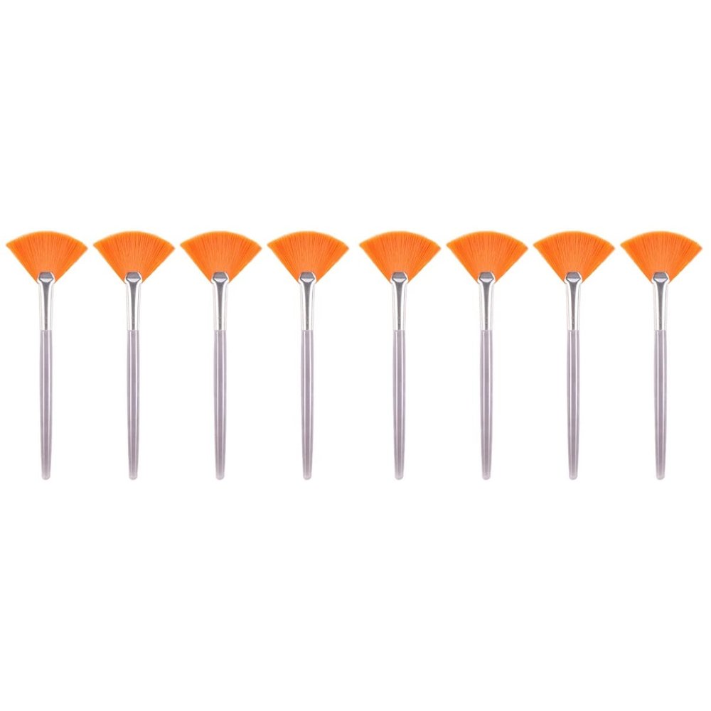 Beaupretty 8pcs Fan Mask Brushes Portable Facial Makeup Tools for Even Application of Skincare Products Synthetic Bristles for and Safe Skin Use for Women and Girls