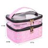 3 Pieces Makeup Bags Double Layer Travel Large Holographic Cosmetic Cases Organizer Toiletry Bags Waterproof Small Zipper Pouch for Women Makeup Brush Storage Bag,Light Pink view 2