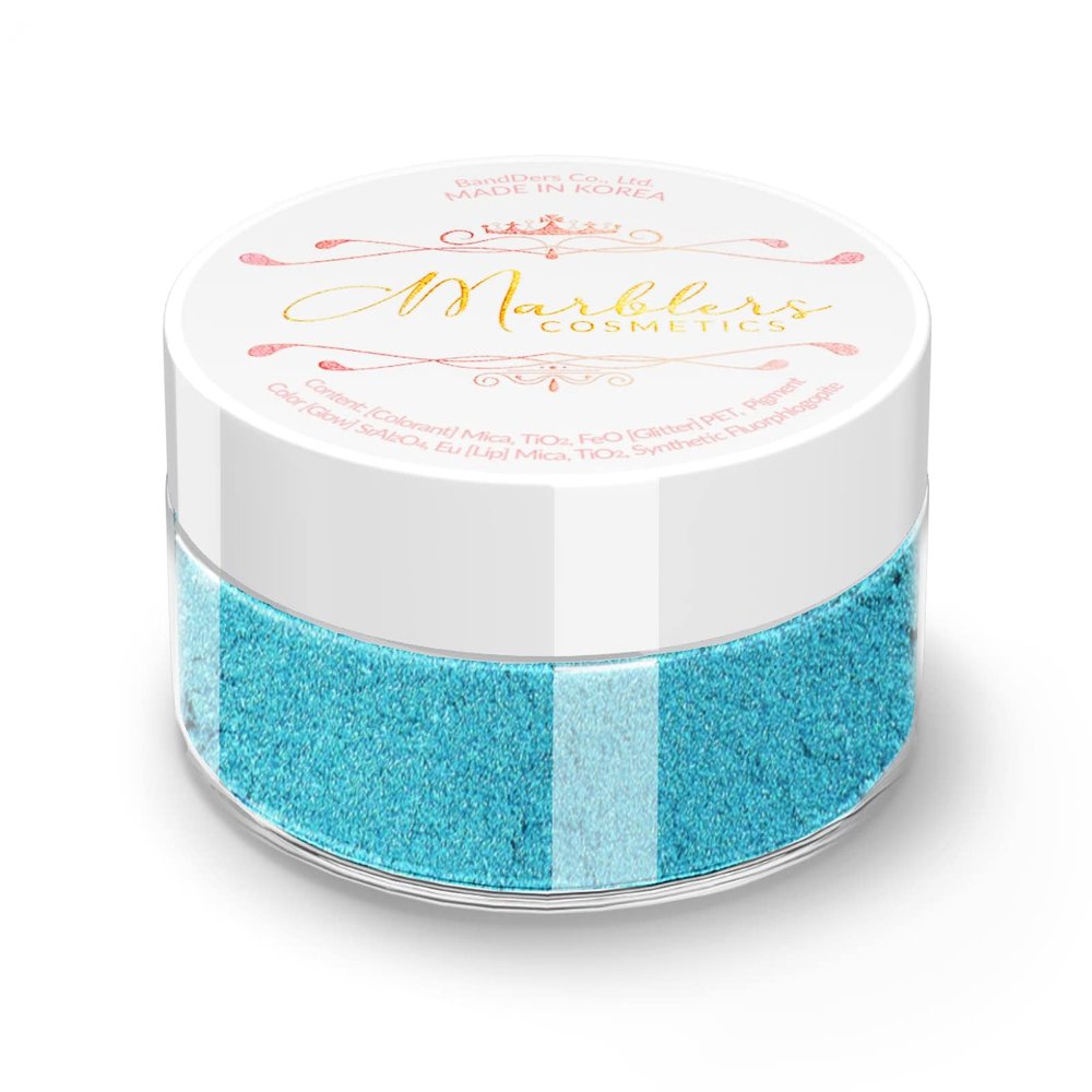 MARBLERS Fine Natural Mica Powder [Turquoise] 0.11oz (3g) | Highly Pigmented | Non-Toxic, Vegan, Cruelty-Free | Eyeshadow, Body Butter, Nail Polish, Nail Art | Party, Body, Face Makeup