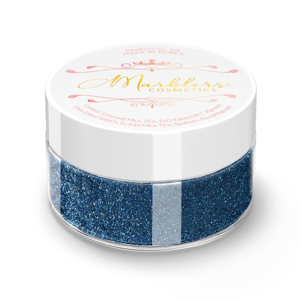 MARBLERS Chunky Natural Mica Powder [Velvet Blue Pearl] 0.11oz (3g) | Highly Pigmented | Non-Toxic, Vegan, Cruelty-Free | Eyeshadow, Body Butter, Nail Polish, Nail Art | Party, Body, Face Makeup