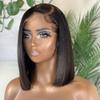 13x4 Straight Short Bob Human Hair Wig Bone Straight HD Transparent Lace Front Wig Brazilian Remy Hair With Baby Hair Pre Plucked Natural Hairline Bleached Knots for Black Women 150% Density 14 Inch view 1