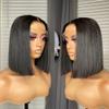 13x4 Straight Short Bob Human Hair Wig Bone Straight HD Transparent Lace Front Wig Brazilian Remy Hair With Baby Hair Pre Plucked Natural Hairline Bleached Knots for Black Women 150% Density 14 Inch view 3