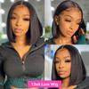 13x4 Straight Short Bob Human Hair Wig Bone Straight HD Transparent Lace Front Wig Brazilian Remy Hair With Baby Hair Pre Plucked Natural Hairline Bleached Knots for Black Women 150% Density 14 Inch view 4