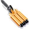 Alure Three Barrel Curling Iron Wand with LCD Temperature Display - 1 Inch Ceramic Tourmaline Triple Barrels, Dual Voltage Crimping Tool, Best Hair Waver for Beachy/Frizz Free Waves (zGold) view 1
